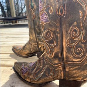 Womens leather cowboy boots
